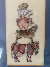 Framed Farm Animal Cross Stitch *Vintage*